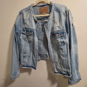 one 5 one Light Blue Distressed Jean Jacket